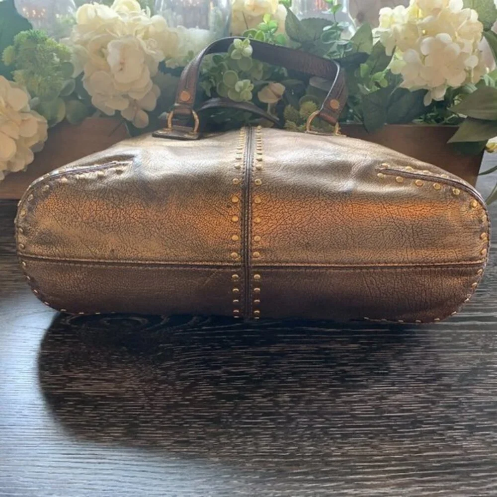 Michael Kors Studded Bronze Satchel